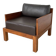 Modernist armchair in exotic wood and leather