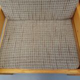 Set of 2 vintage fireside chairs in pine and fabric from the 70s