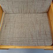 Set of 2 vintage fireside chairs in pine and fabric from the 70s