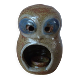 Pyrite Stoneware Owl Candle Holder, Vintage Pottery Owl Fragrance Burner