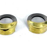Mid-Century Modern pair of brass and thick smoked glass sconces. Italy 1970s