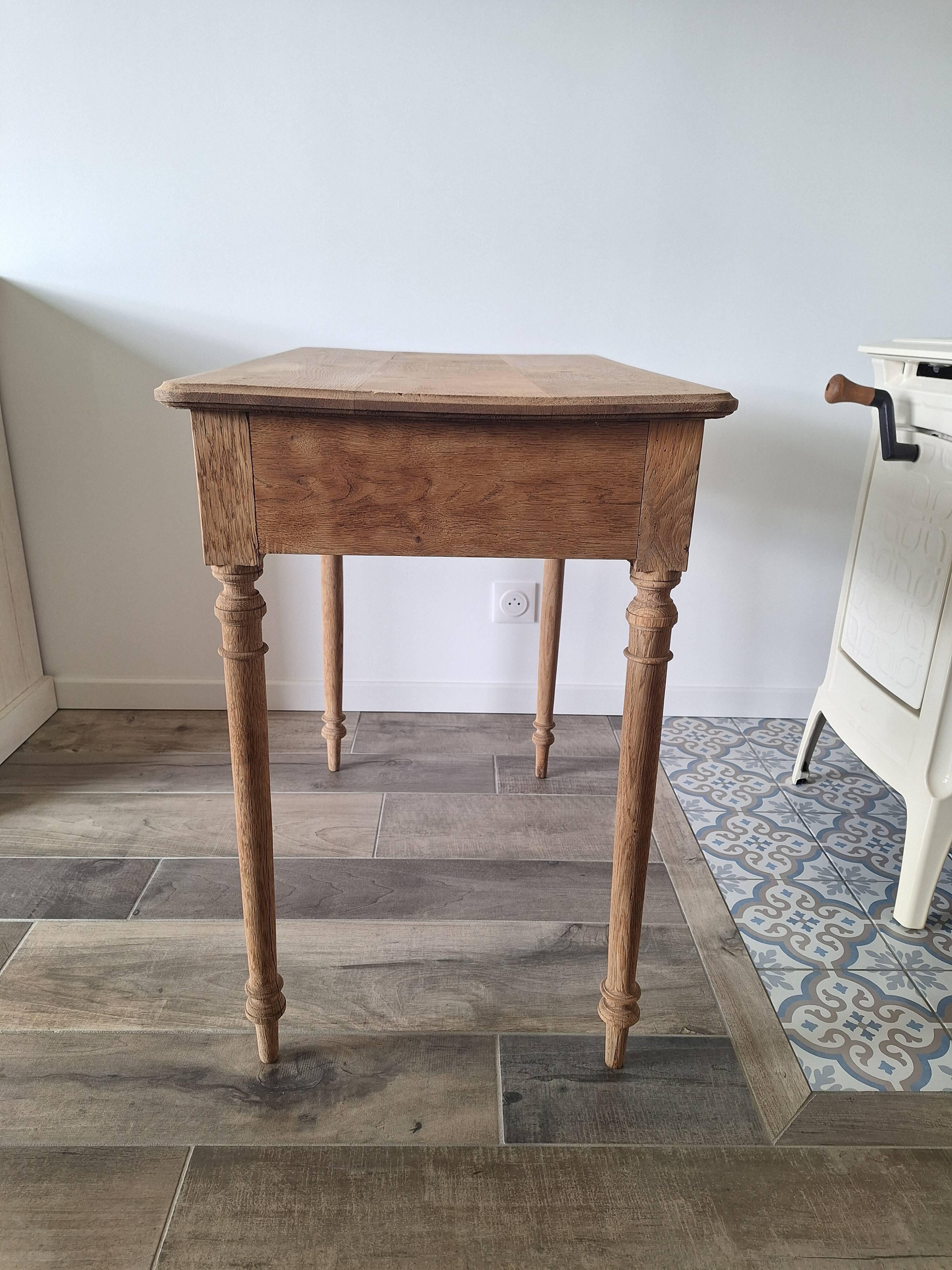 Farmhouse desk / console / side table in solid oak, country style.