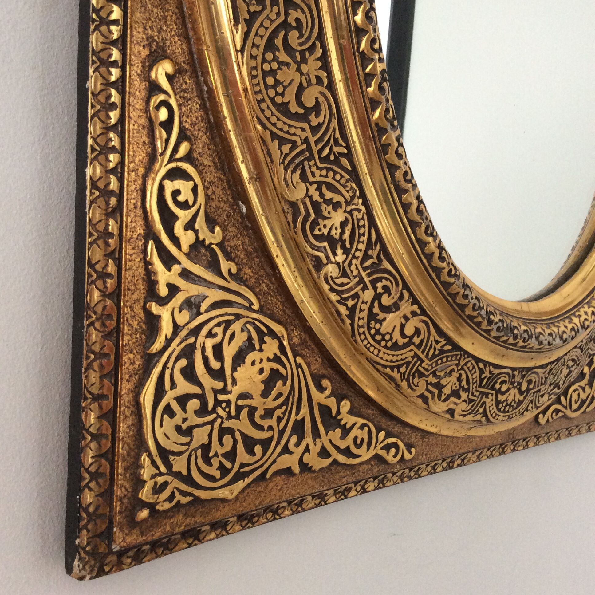 Old gilded carved wooden mirror - 56x47cm