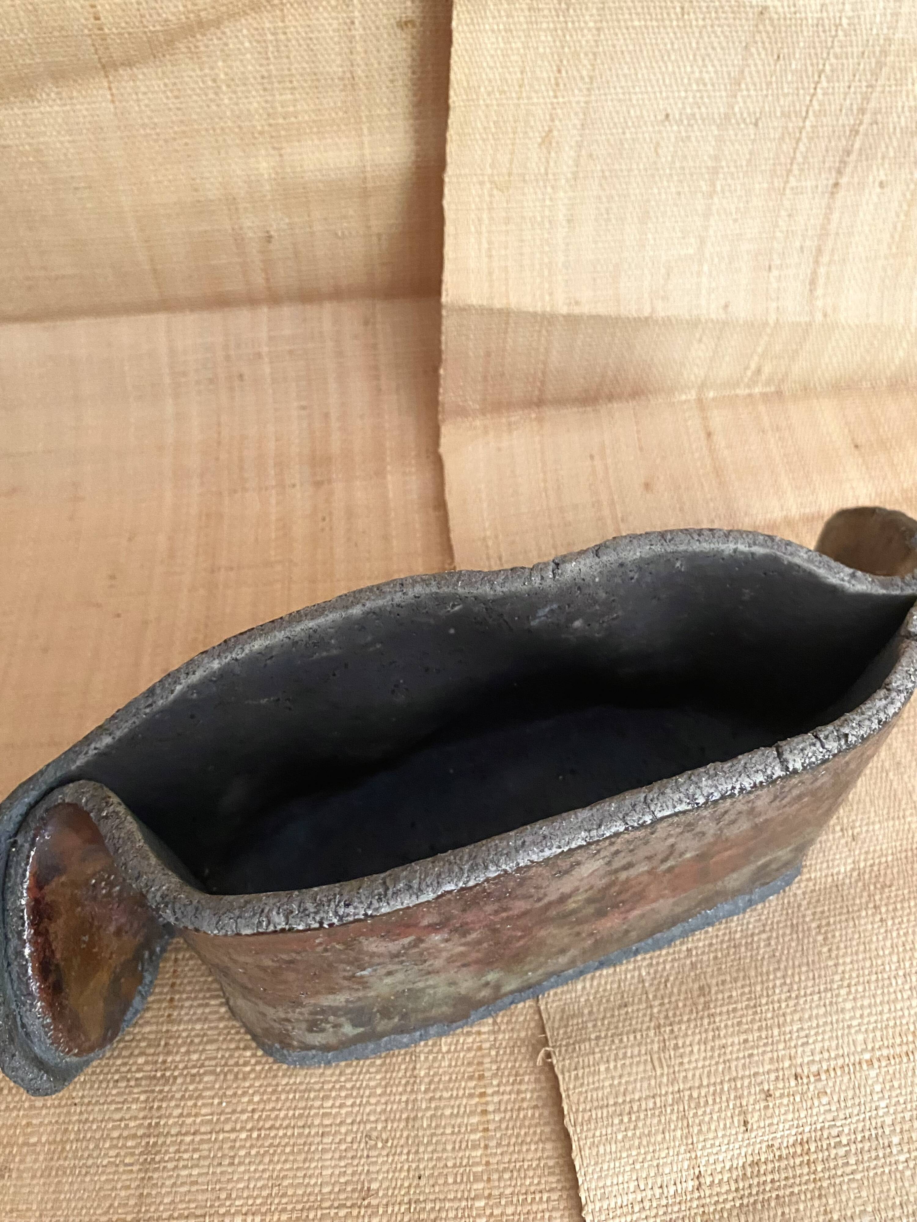 Raku vase signed free form