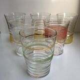 ensemble de 6 verres à eau granité colorés années 1960