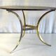 Tripod round coffee table in gilded brass and rosewood – 60s/70s