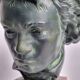 Plaster bust of Beethoven with bronze patina, signed, 27 cm