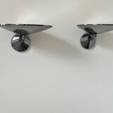 Paire d’appliques vintage, métal chromé, Italie 1970