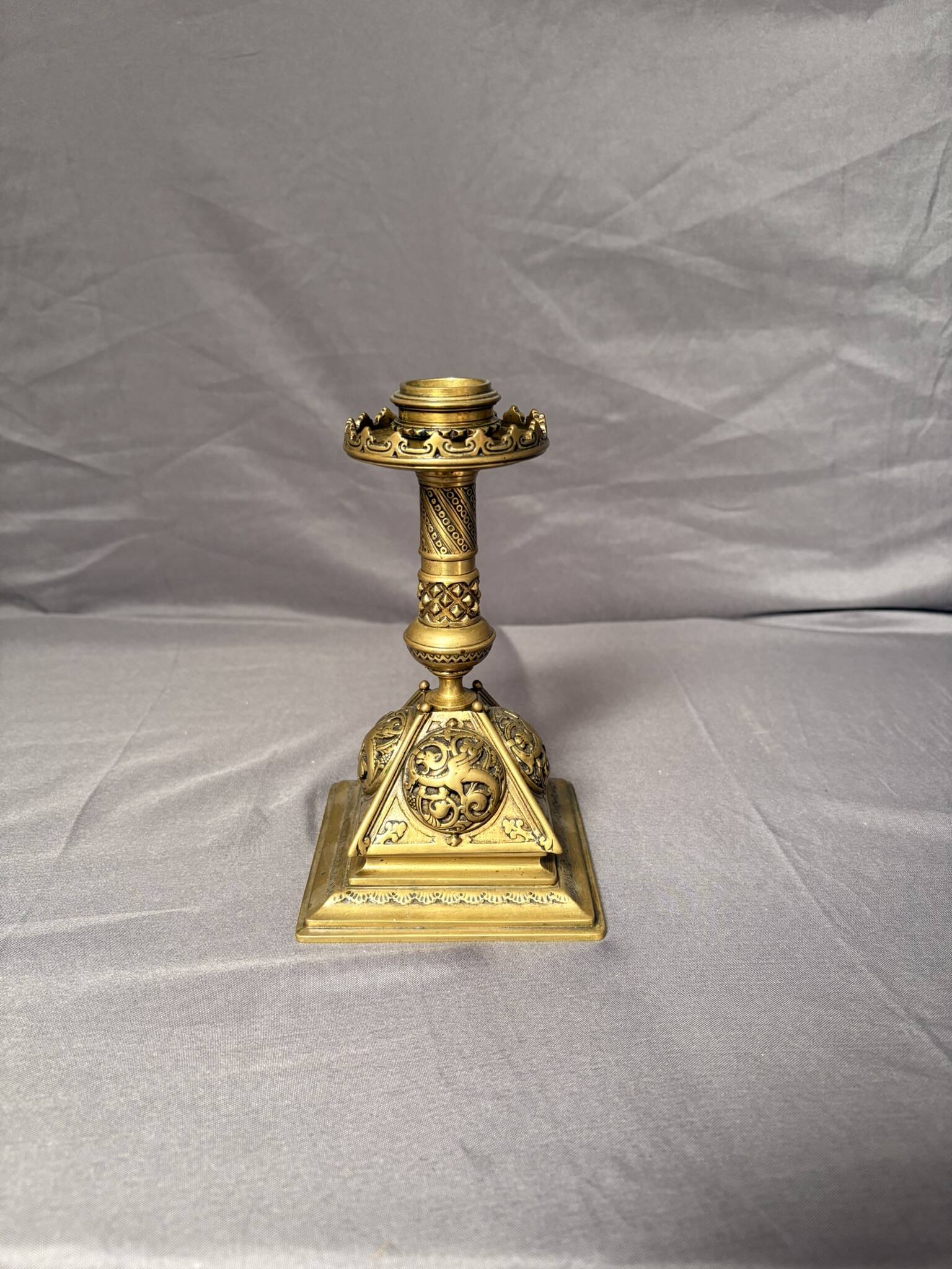 Antique Candle Holder Gilded Bronze Chandelier Decor Chimera Griffin Dragon