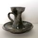 Candlestick signed Thierry and Chantal Robert in enamelled Loir sandstone