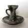 Candlestick signed Thierry and Chantal Robert in enamelled Loir sandstone