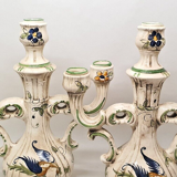 Pair of 2 candlesticks Capodimonte Italy style moustier