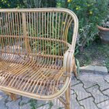 50s rattan bench