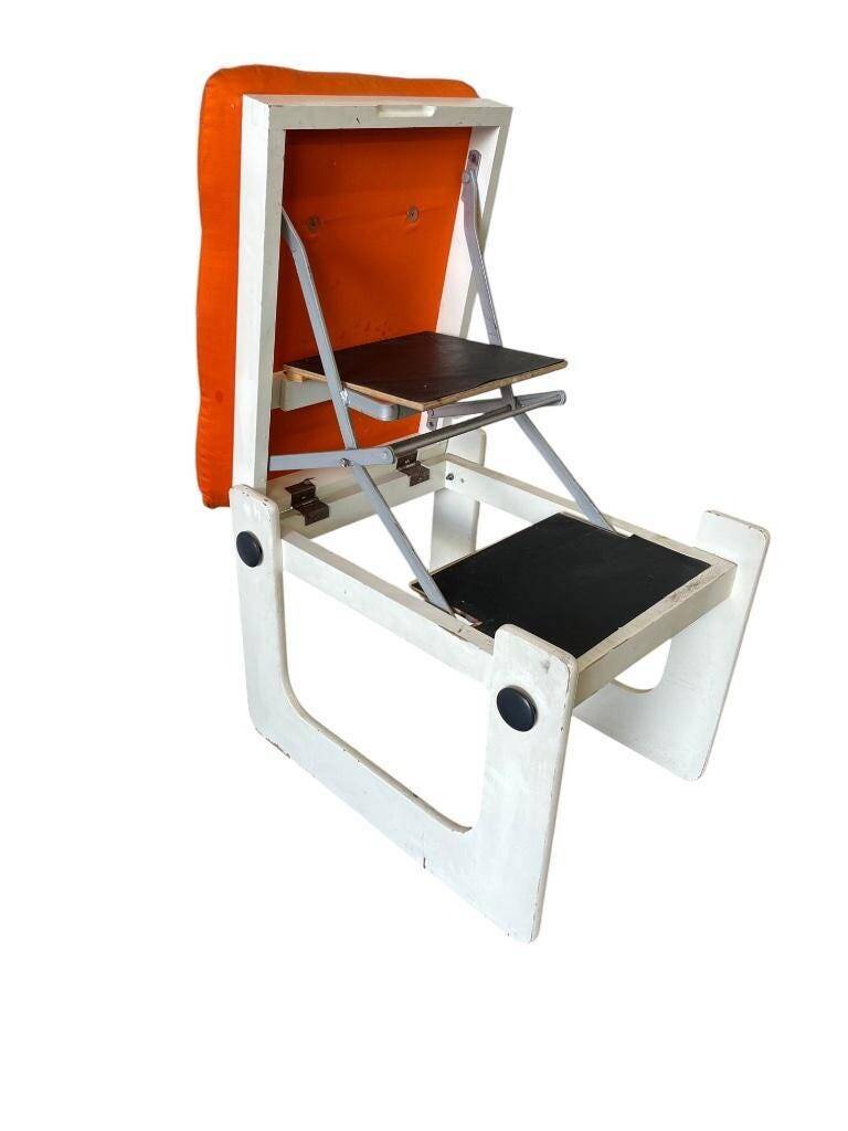 Tabouret d'appoint orange vintage / pouf / marchepied de cuisine