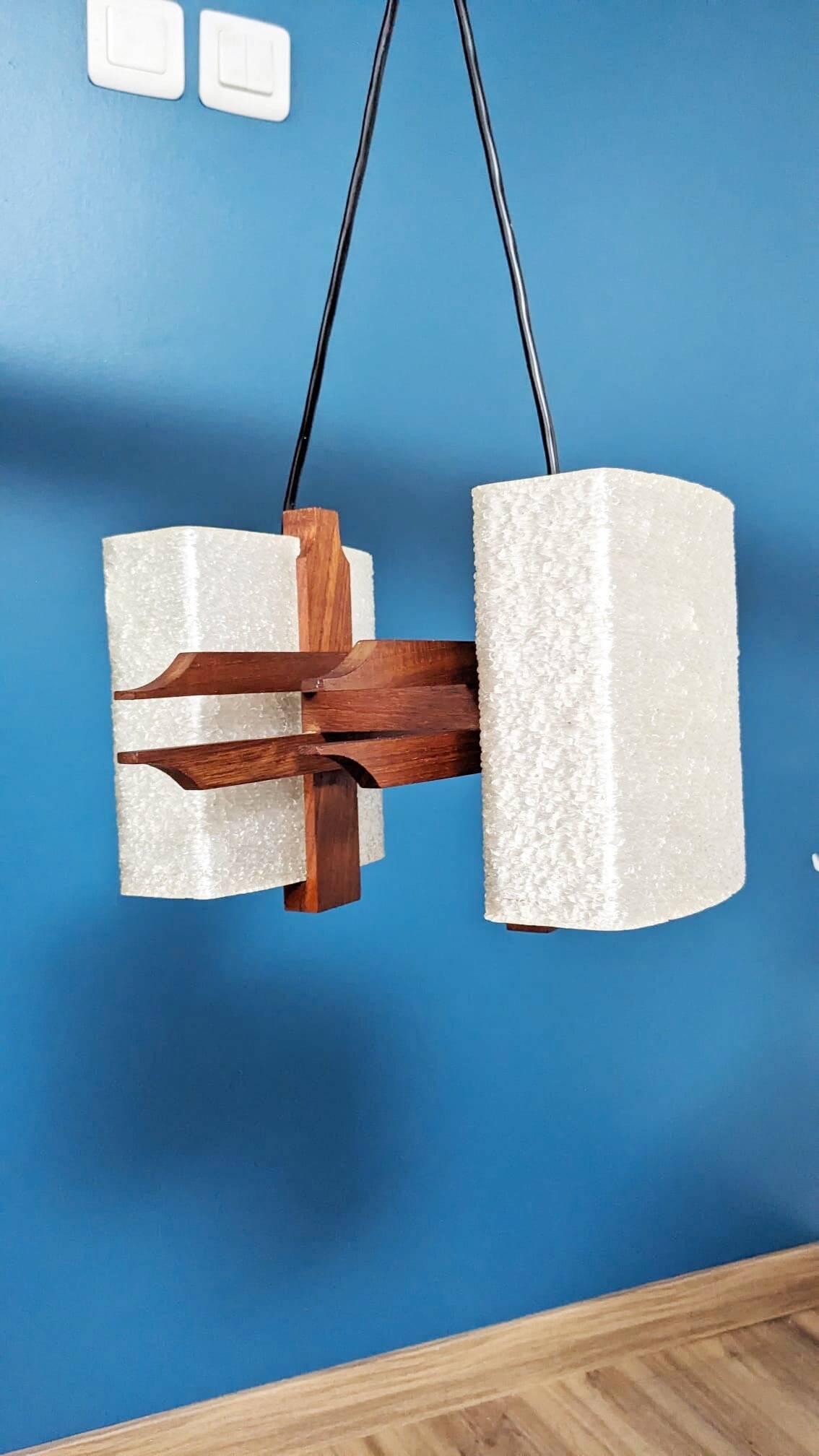 Suspension scandinave en teck années 60