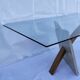 Original Italian glass and travertine marble dining table office desk