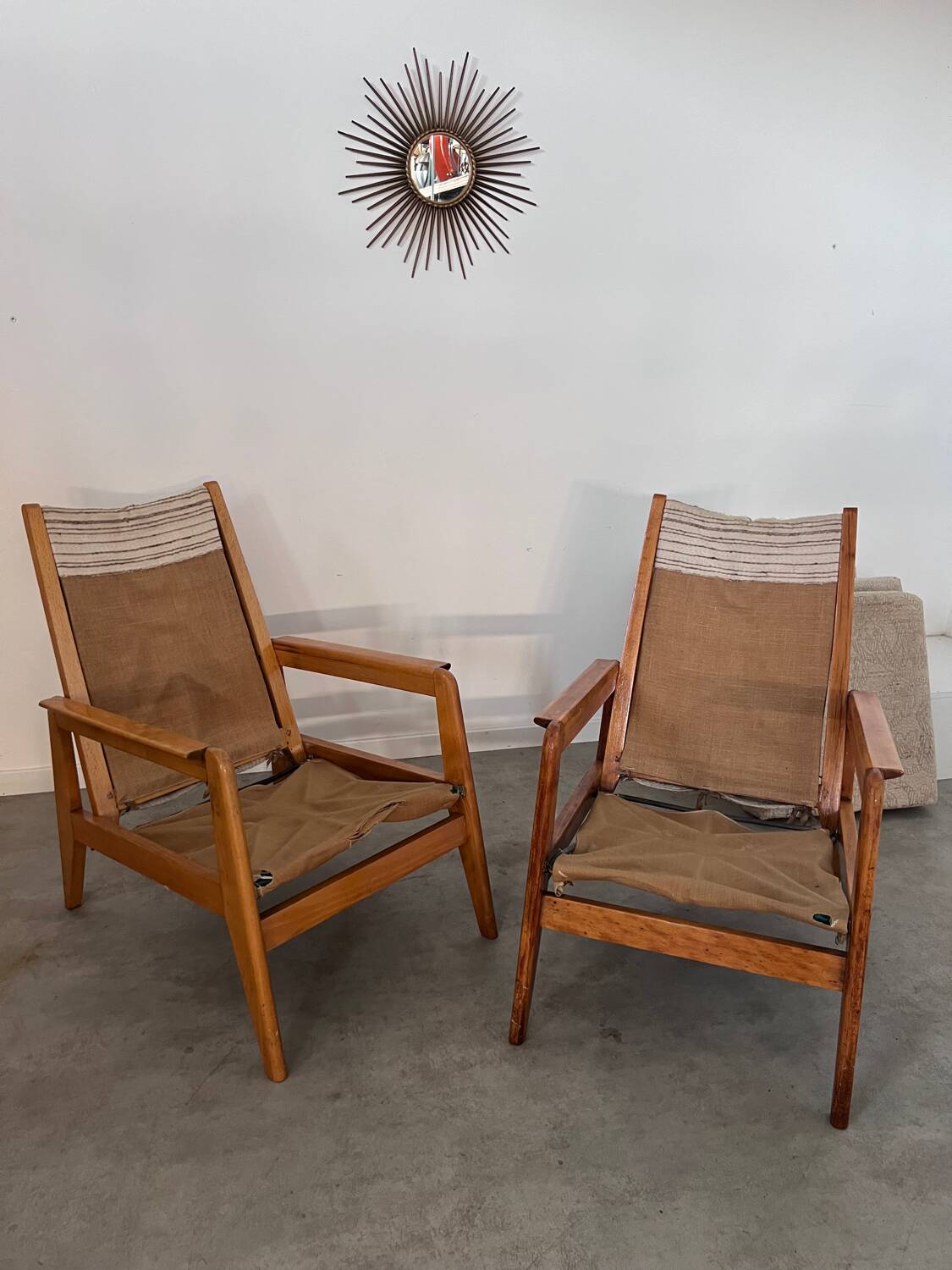Lot 2 designer reconstruction rest armchairs from the 50s Free-Span / Guariche vintage