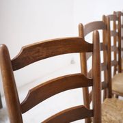 Architectural high-back chairs, straw seat, set of 4.