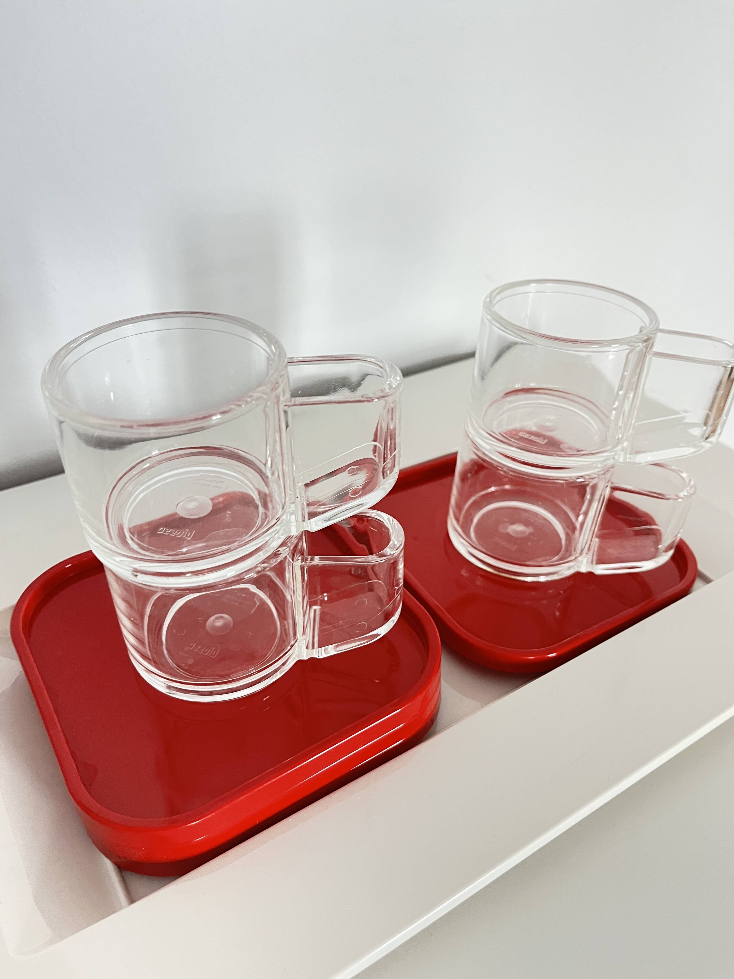 Vintage space age Set Espresso Cups, saucers and tray, Biesse, Italy, 70s