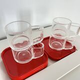 Vintage space age Set Espresso Cups, saucers and tray, Biesse, Italy, 70s