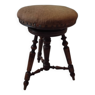 Antique Napoleon III Adjustable Round Piano Stool