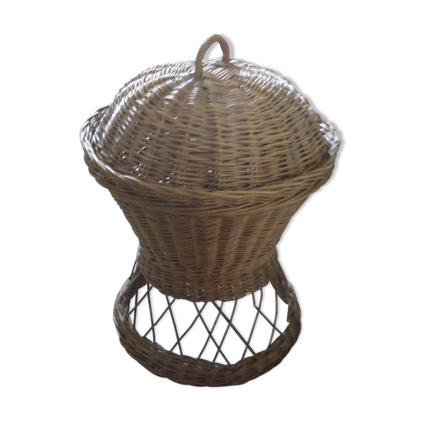 Vintage wicker laundry basket