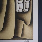 White and yellow geometry -Signed lithograph - jacques Poli