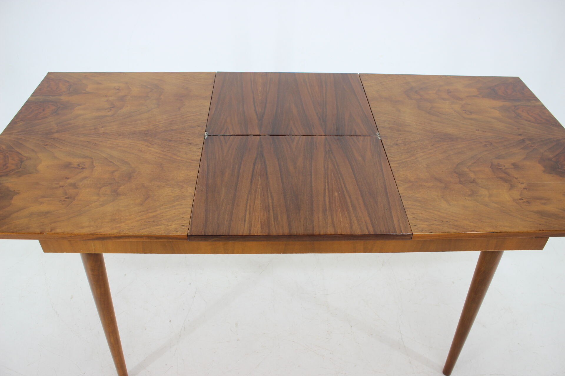 1960s Walnut Extendable Dining Table in Gloss Finish, Czechoslovakia