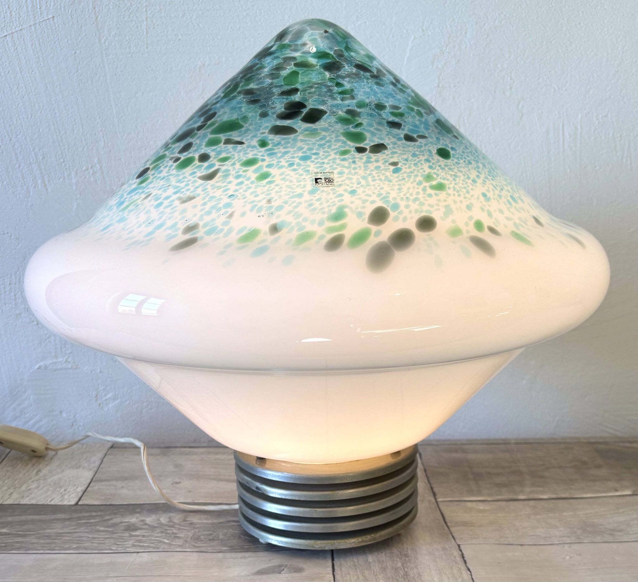 Grande lampe Murano Fratelli Toso - Étiquette originale - Space Age