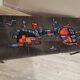 Coffee table base steel plate ceramic tiles signed