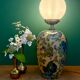 Vintage table lamp with floral decorations and white opaline.