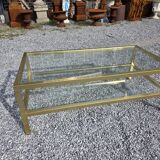 Table basse Pierre Vandel en métal doré brossé années 70