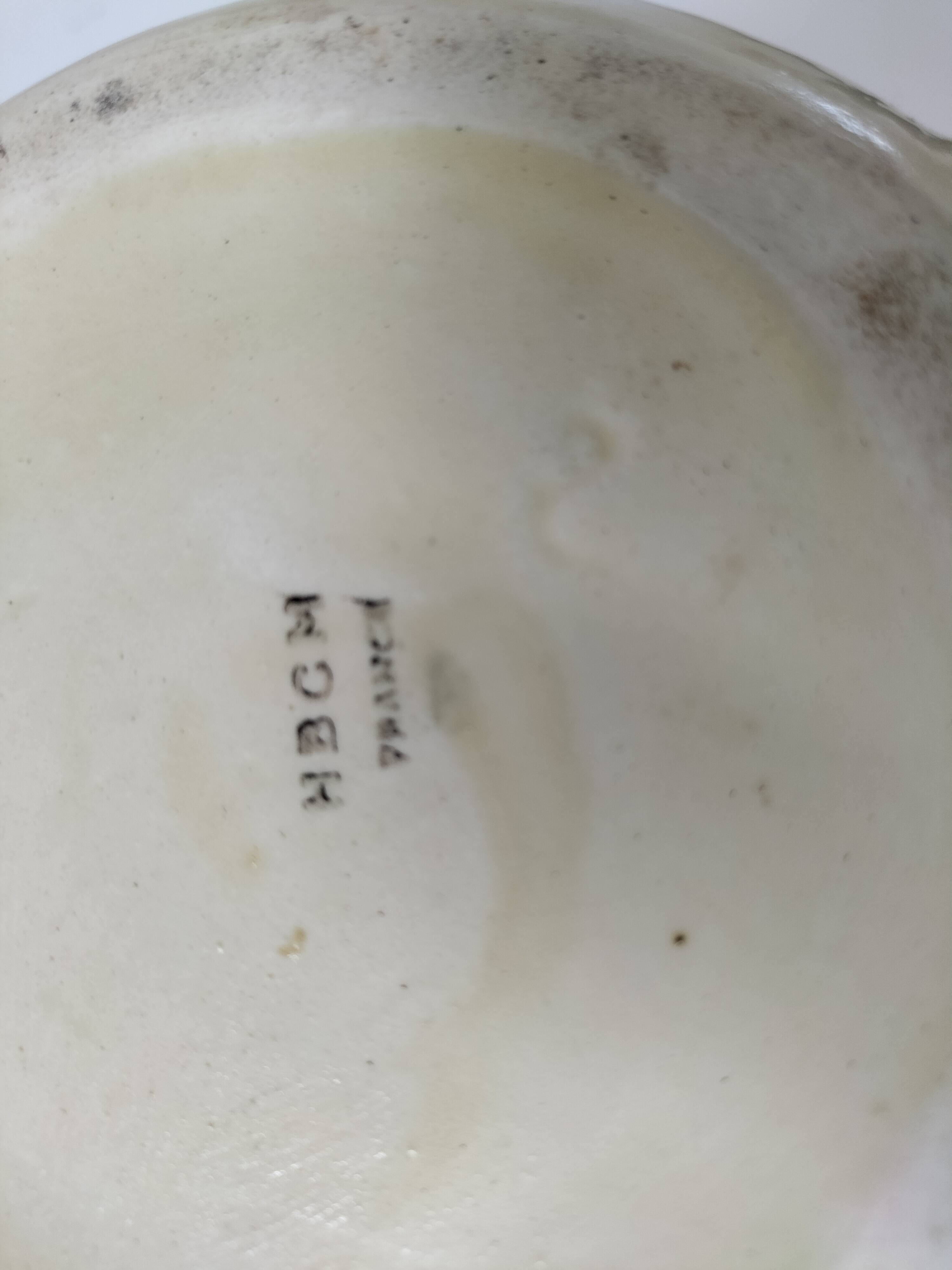 HBCM Sugar Bowl and Milk Jug Duo - Vintage Cream and Brown Earthenware