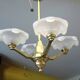 Art Deco chandelier, 4 arms of light, opalescent Ezan glasses
