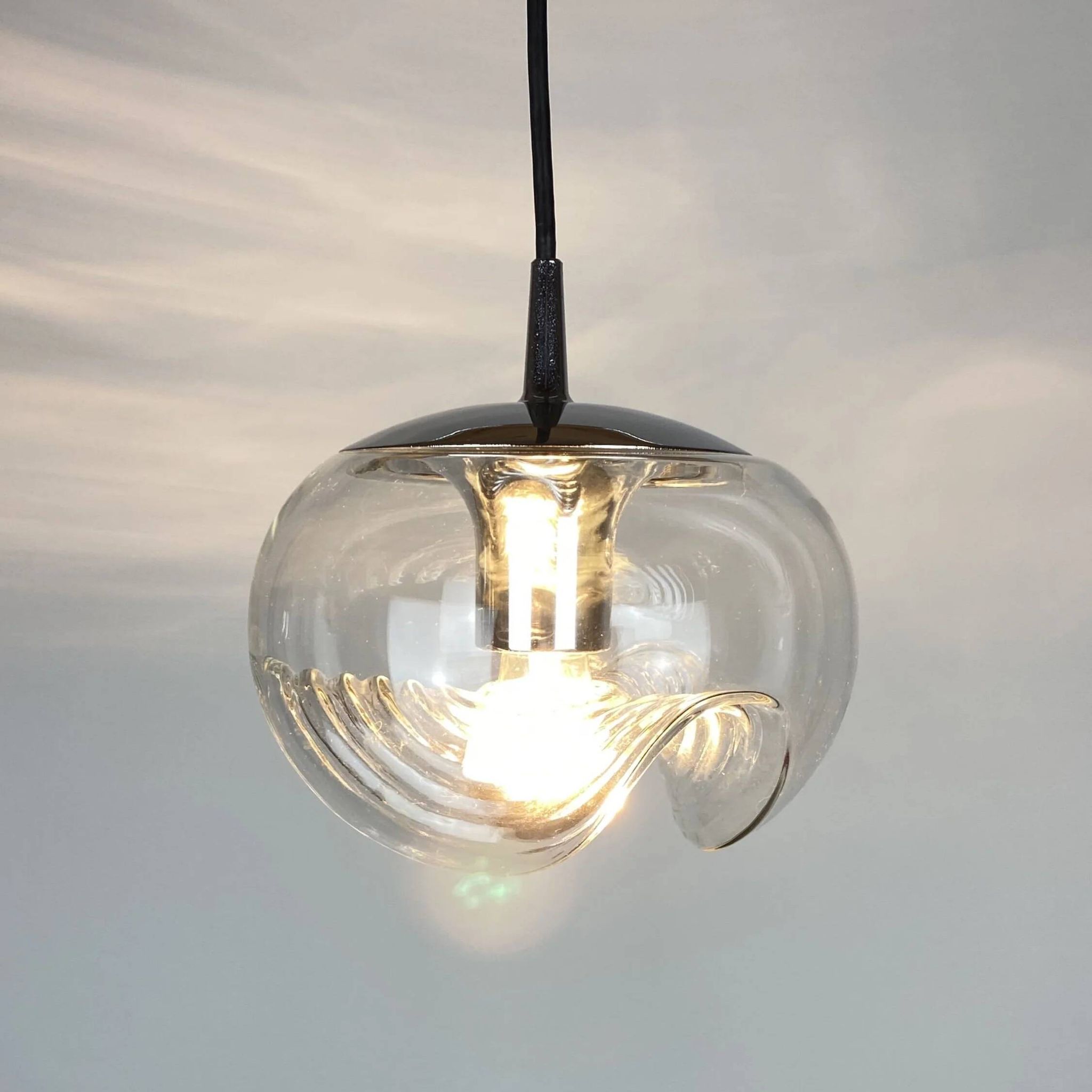 Peill & Putzler Futura suspension in ribbed glass and chrome 1970