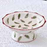 Large hand painted earthenware footed bowl Christmas decor
