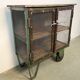 Industrial Iron Cabinet with Mesh Doors on Wheels, 1960s