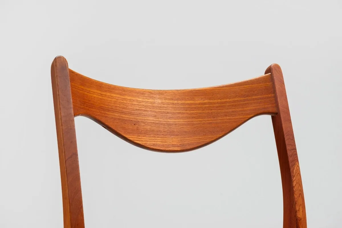 Arne Wahl Iversen set of six teak dining chairs Glyngore Denmark 1960