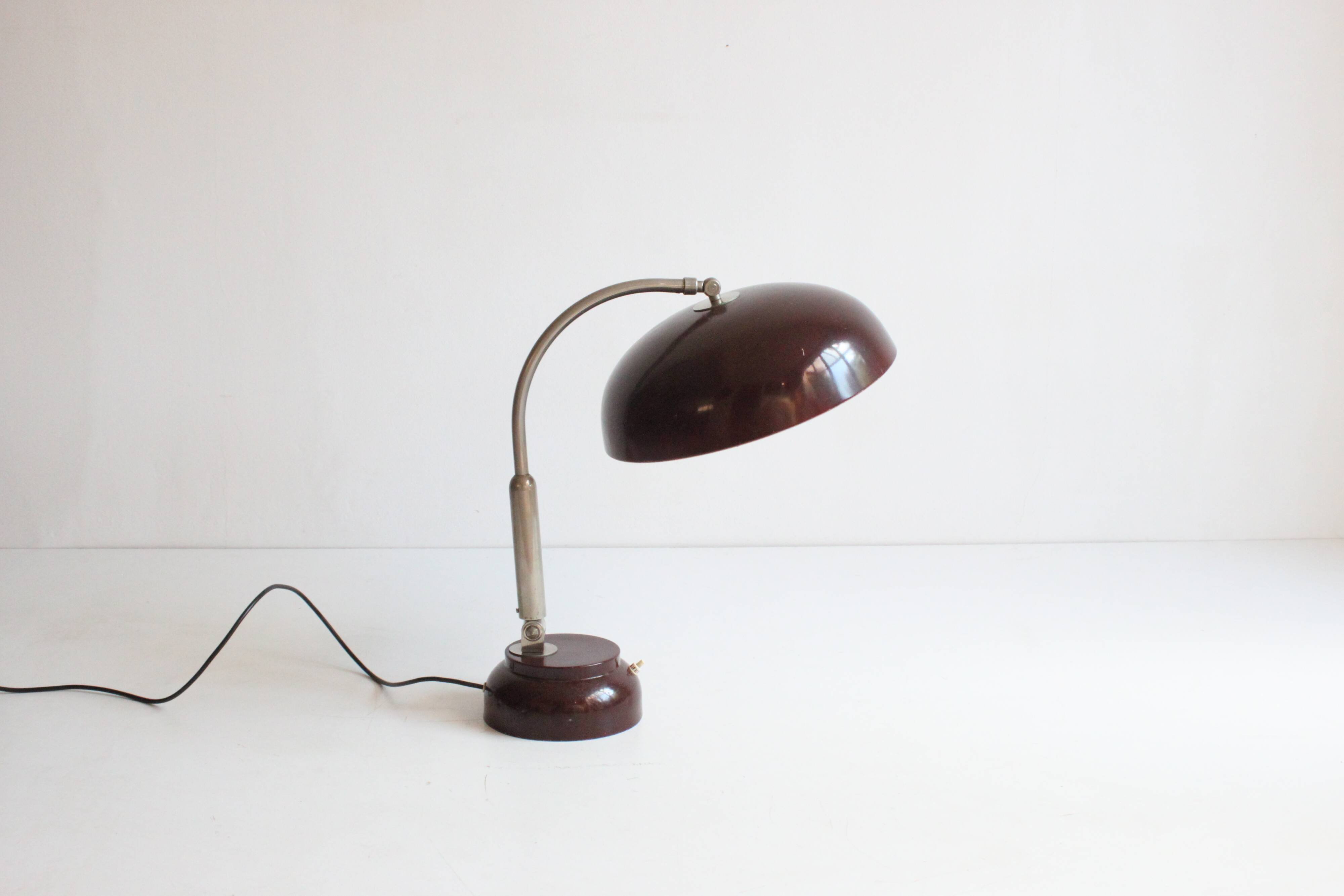 Lampe de bureau en métal avec anneau lumineux par Hala, Pays-Bas, années 1950