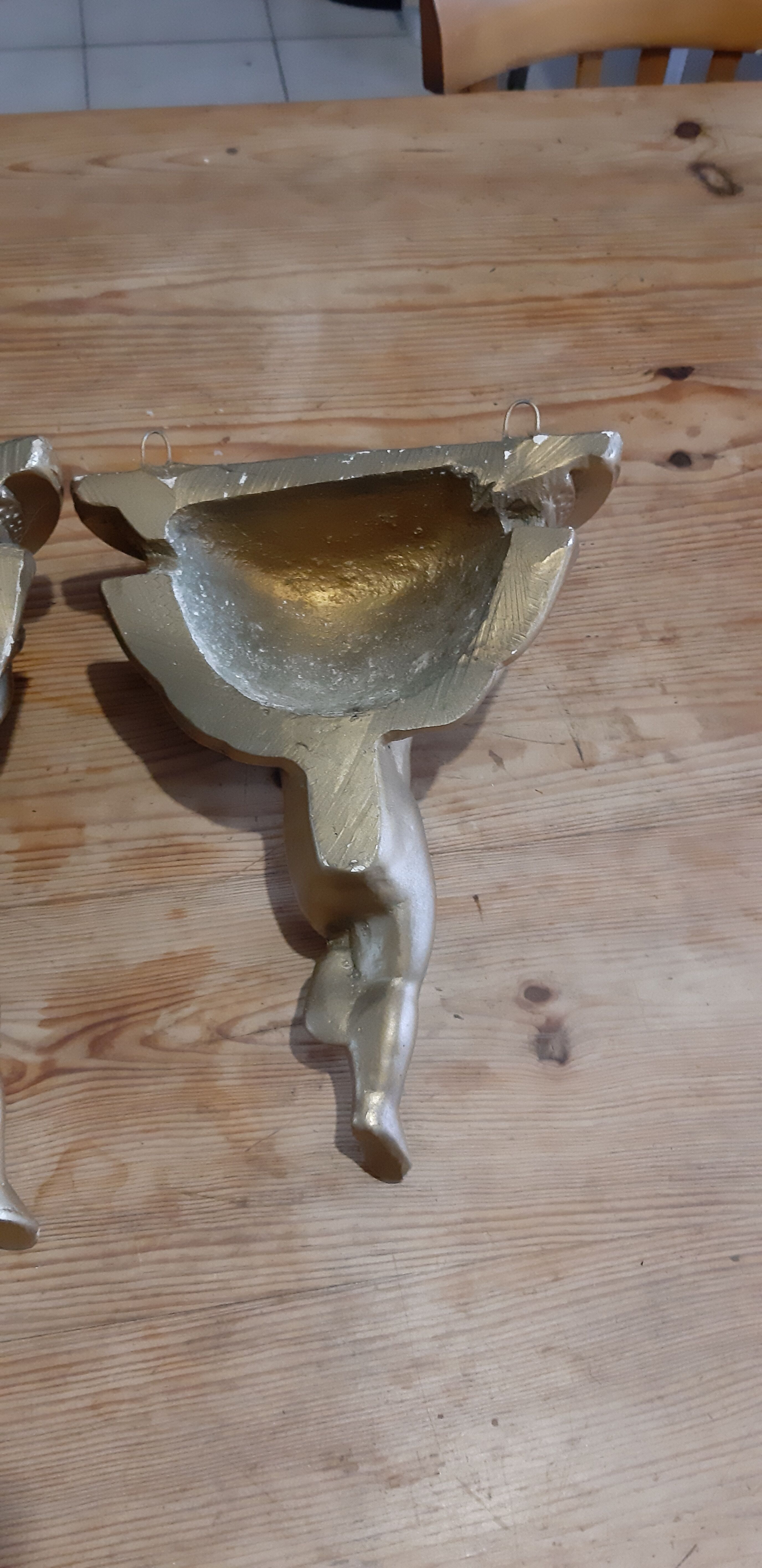 Pair of golden plaster wall selettes