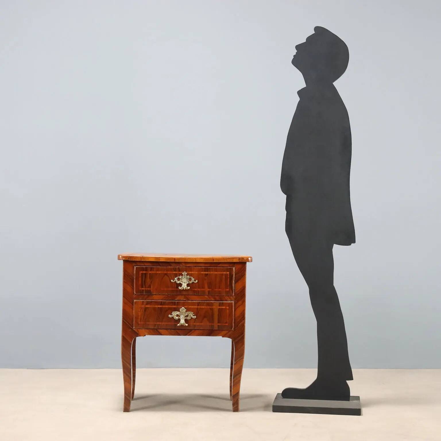 Antique baroque bedside table in rosewood, 18th century.