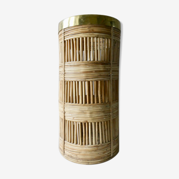 Bamboo and brass umbrella holder, 70s
