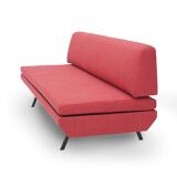 Red fabric sofa bed, 1960s