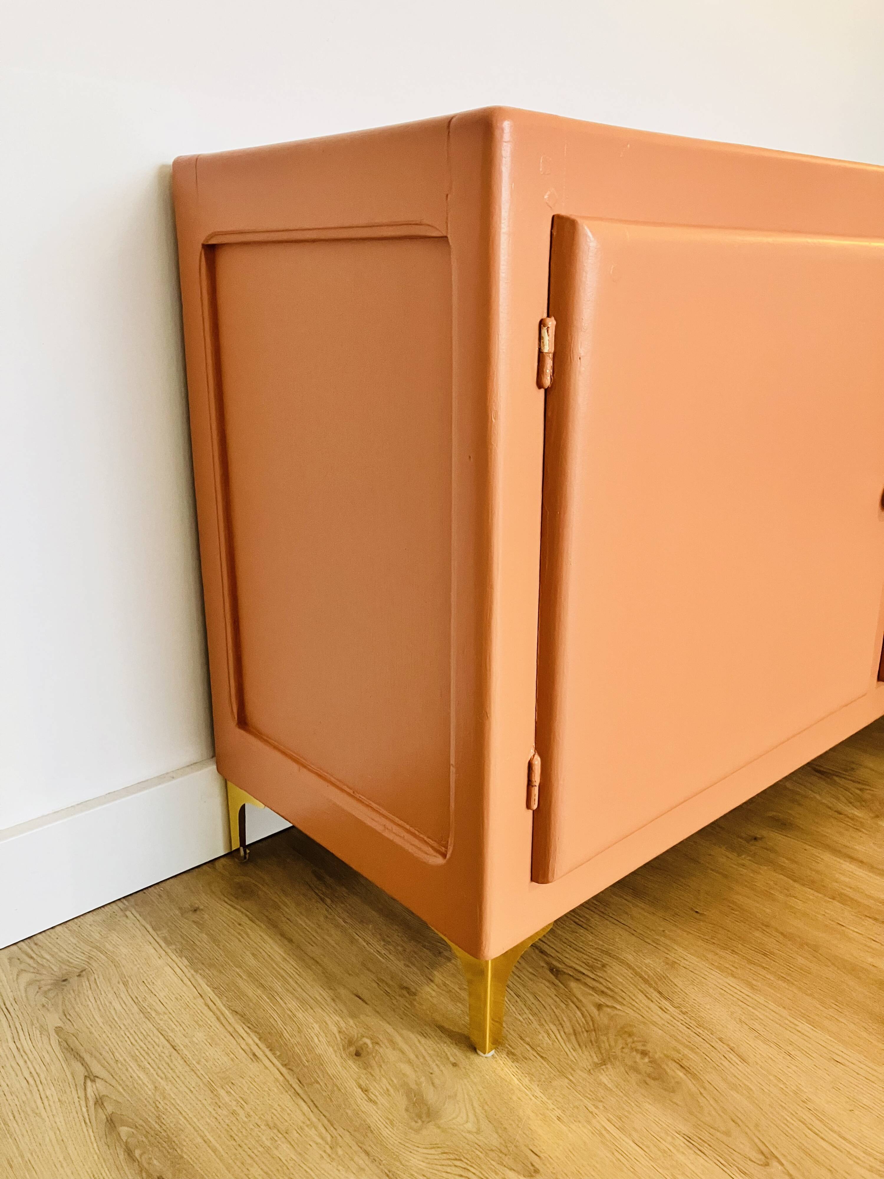 Terracotta painted wooden sideboard