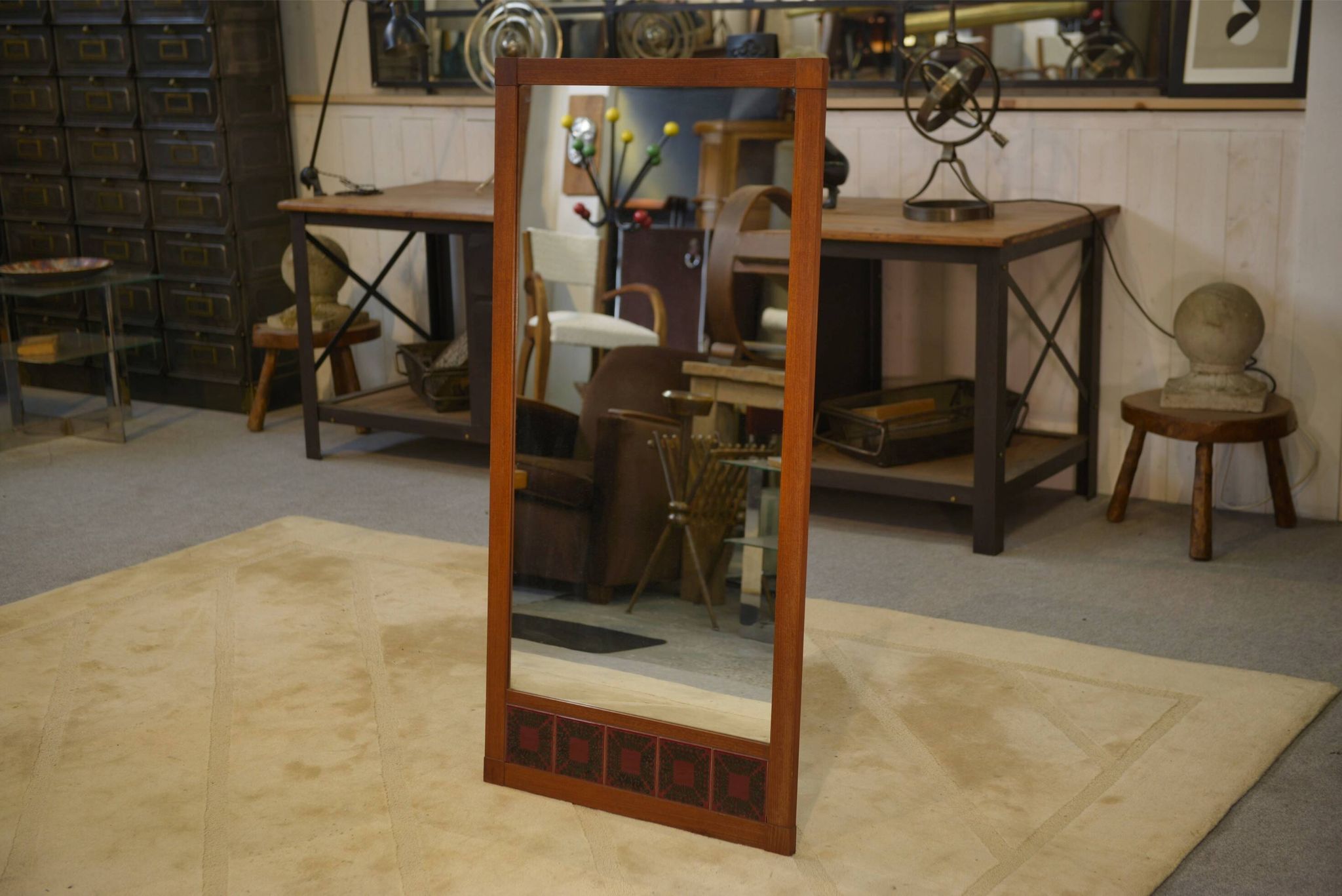 Miroir scandinave teck et céramique 1960’s
