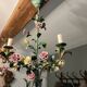 metal chandelier and porcelain flowers