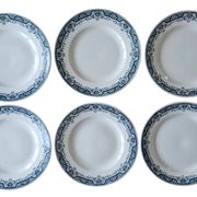 6 antique flat plates in Saint-Amand earthenware (Nord)