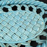 Vallauris green woven ceramic flat basket