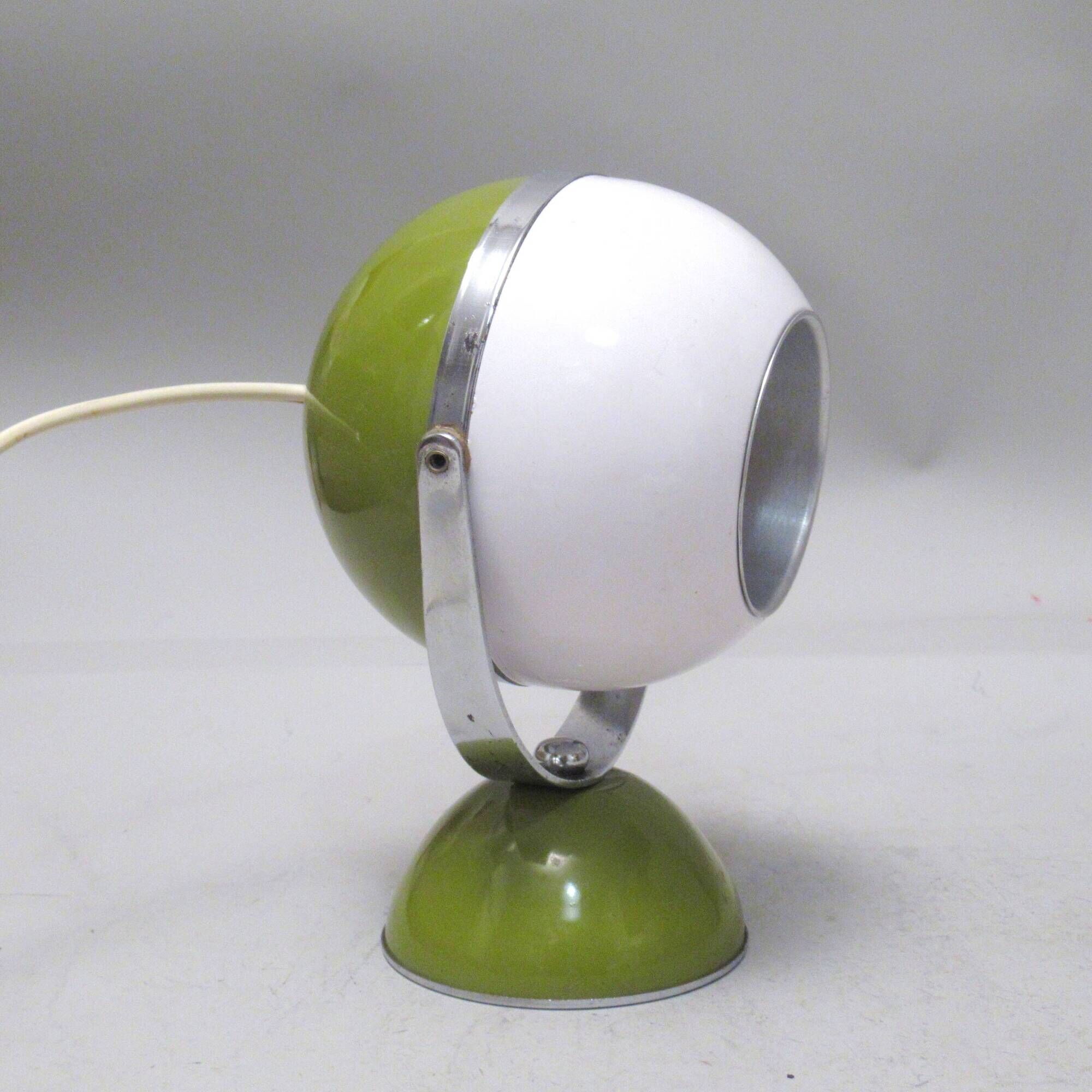 Lampe boule italienne blanc et kaki années 70
