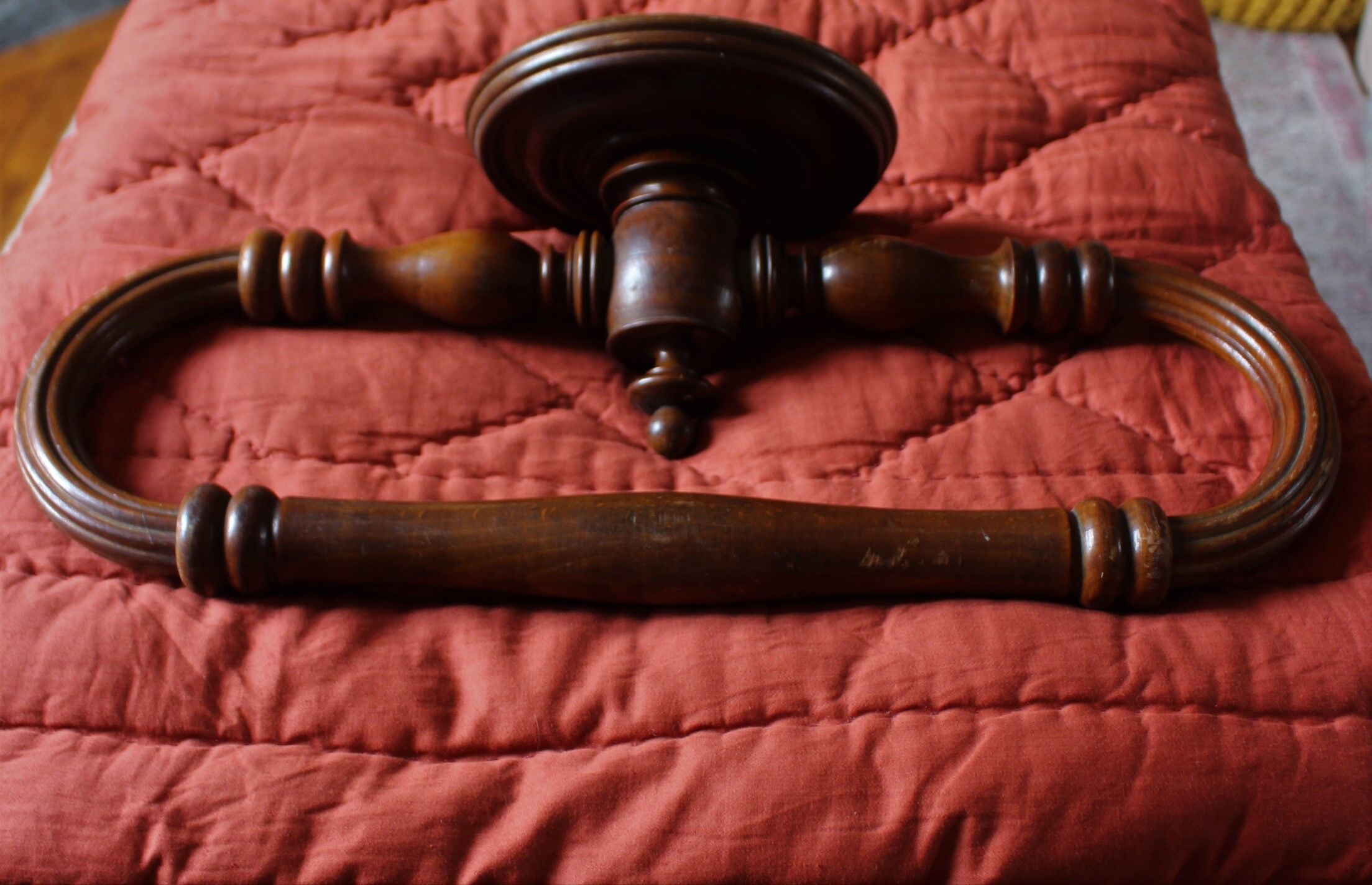 Large old wooden towel rack